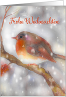 Frohe Weihnachten, Merry Christmas in German, Robin card