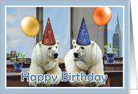 happy birthday to our office manager, polar bears with balloons card