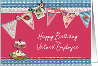 To a valued Employee, Happy Birthday,Bunting & Cupcakes card