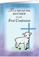 Son Personalizable Matthew First Confession Lamb Cross card