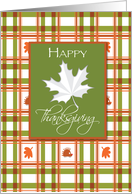 Happy Thanksgiving Leaf on Plaid card