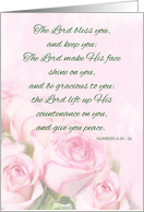 Lord Bless and Keep You Religious Thinking of You With Pink Roses card