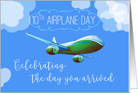 10th Year Airplane Adoption Day Green Airplane card