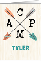 Camp Personalize Name Arrows on Wood Pattern Miss You card