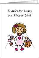 Flower Girl Thanks Cute Brunette Hair Stick Figure card