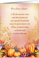 Sister Thanksgiving Bountiful Appreciation Pumpkins in Autumn Setting card