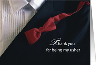 Usher Thank You Red Tie and Black Tuxedo Wedding card