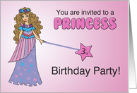 3rd Princess Birthday Party Invitation Pink Purple with Sparkly Look card