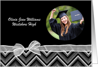 Daughter’s Graduation invitation - chevron photo card with bow effect card