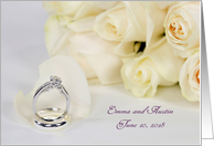Wedding Congratulations with Customized Name rings on rose petal card