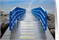 Friendship rainbow at the end of a pier card