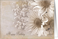 Birthday for friend, daisy bouquet in sepia and texture effect card