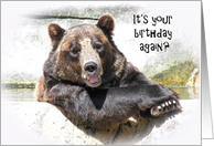 Smiling Birthday Brown Bear in Water card