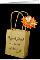 Orange Daisy in Brown Paper Bag for Friend card