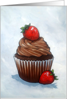 Chocolate Cupcake With Strawberry: General Blank Card, Original Art card
