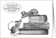 Coronavirus,Thinking of You, Humor, Mice Discussing Humans Being Home card