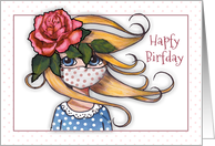 Coronavirus Birthday Humor, Muffled Talking With Mask, Girl With Rose card