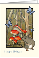 Happy COVID Birthday for Kids Mouse Mushrooms Butterflies Illustration card