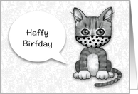 COVID Happy Birthday Humor With Masked Kitten Muffled Words card