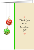 Thank You For The Christmas Gift Card-Red-Green-Ornaments card