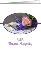 Deepest Sympathy Card with Pink Rose and Gold Cross card