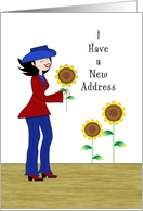 New Address Sunflower Moving Announcement Card with Cowgirl card