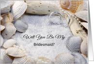 Will You Be My Bridesmaid Invitation-Beach Theme-Rings-Sand-Shells card