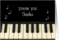 For Music Teacher Thank You Card-Keyboard-Black-White-Notes card