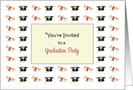 Graduation Party Invitation Greeting Card-Graduation Hat & Diplomas card