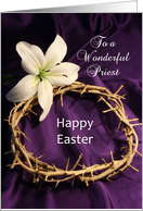 For Priest Happy Easter Greeting Card Crown of Thorns and Lily card