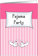 For Girls Pajama Party-Slumber Party Invitation-Bunny Slippers-Pillow card