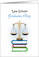 Law School Graduation Invitation Greeting Card-Scales of Justice-Books card