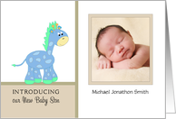 New Baby Boy /New Baby Son Birth Announcement Photo Card-Giraffe card