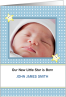 Baby Boy Announcement Photo Card A Star is Born card