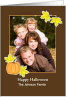 Halloween Photo Card-Customizable Text-Leaves-Pumpkin card