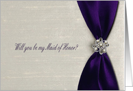 Deep Purple Satin Ribbon, Maid of Honor card