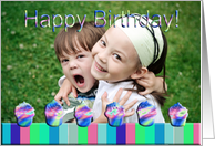 Birthday Photo Card, Colorful Cupcakes card
