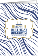Birthday for Grandson Abstract Navy Blue Wavy Lines card