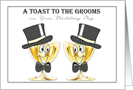 Grooms Champagne Toast, Gay Male Wedding Congratulations card