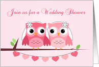 Pink Owls, Lesbian Bridal Shower Invitation card
