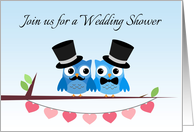 Blue Owls, Gay Men Wedding Shower Invitation card