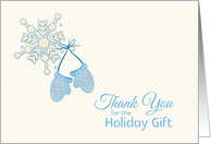 Snowflake, Mittens, Holiday Gift Thank You card
