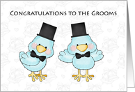 Cute Groom Birds, Gay Men Wedding Congratulations card