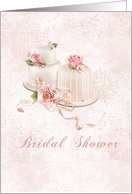 Blush Wedding Cakes with Roses, Bridal Shower Invitation card