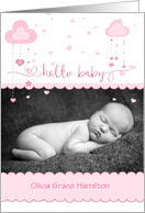 Baby Girl Pink Clouds Photo Announcement card