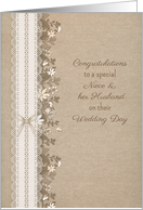 Congratulatons to Niece and Husband Rustic Wedding Lace Flowers card
