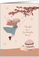 Granddaughter - Thanksgiving Autumn Girl on Swing card