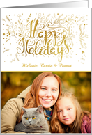 Golden Happy Holidays Photo card