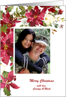Red Poinsettias Holiday Photo card