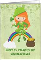 For Granddaughter St. Patrick’s Day Girl on Rainbow card
